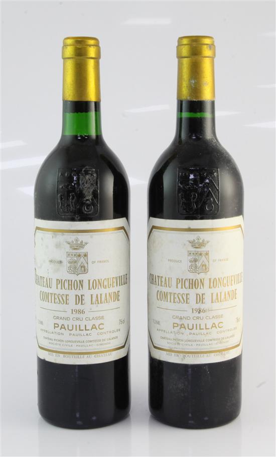 Two bottles of Chateau Pichon Lalande 1986, Pauillac;